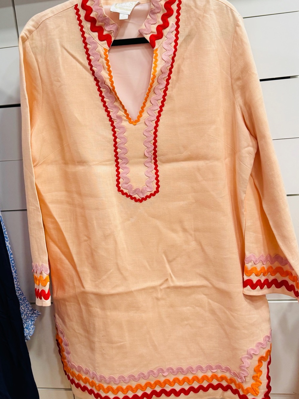Sail to Sable Peach RicRac V-Neck Women’s Dress